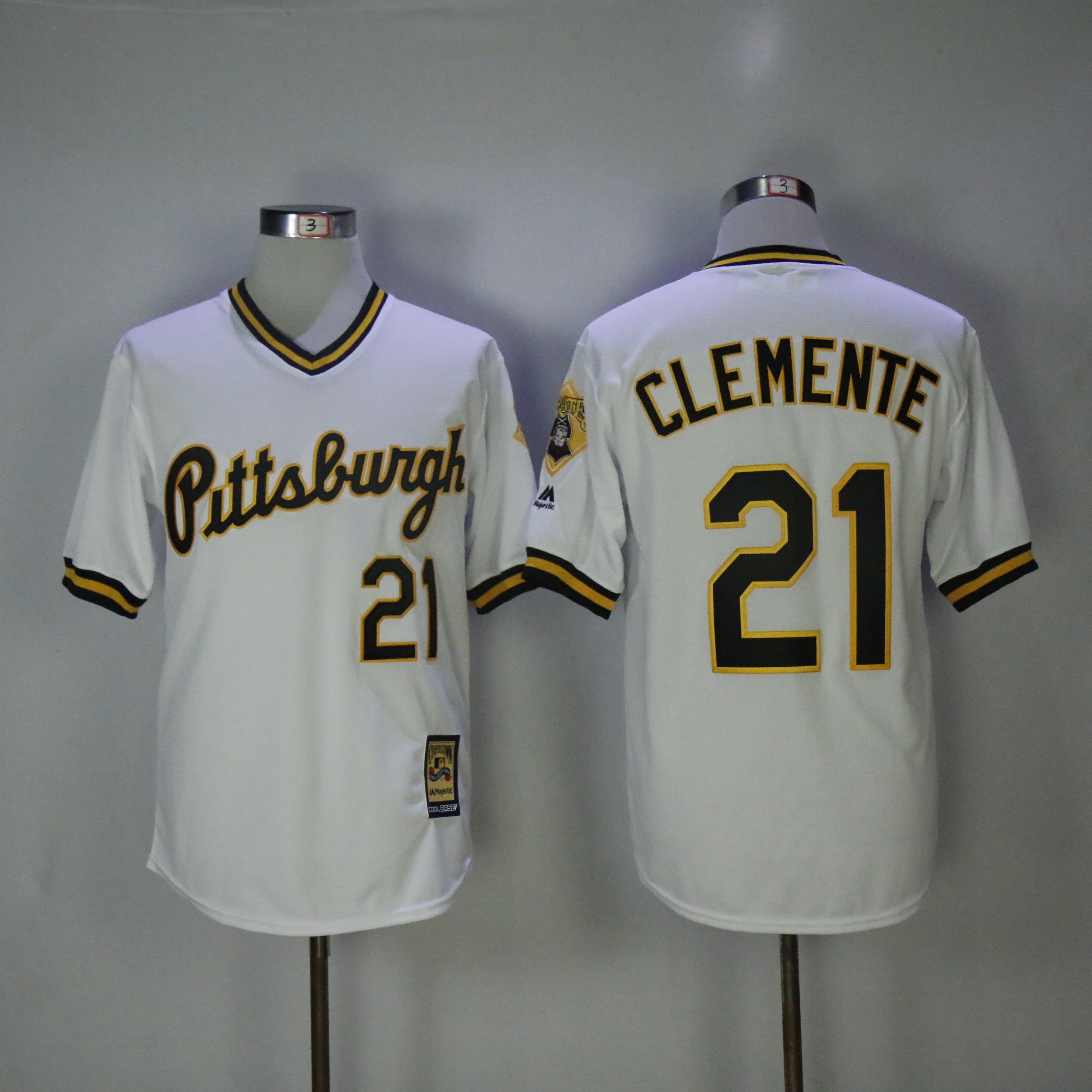 Men Pittsburgh Pirates 21 Clemente White Throwback MLB Jerseys